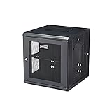 StarTech.com 19インチ サーバーラック/12U/4ポスト/壁掛けタイプ/取付奥行6cm - 50cm/ロック付きラックキャビネット/通気スリット・メッシュ/180度ヒンジ RK1224WALHM ブラック