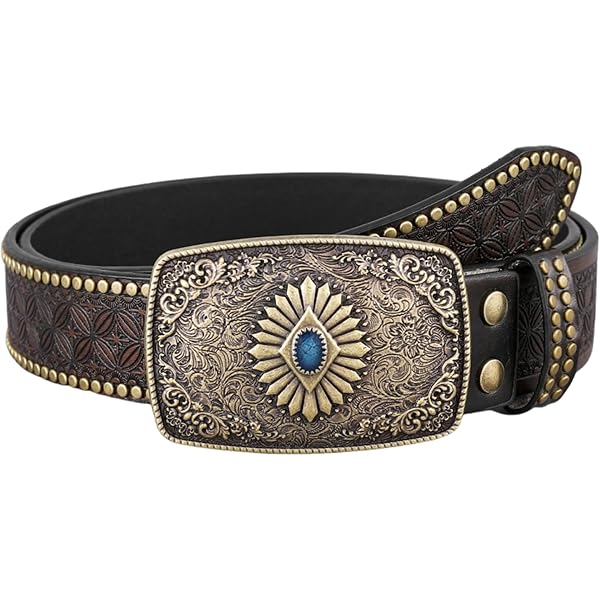 Amazon | Btilasif ロングホーンブルベルトバックル メンズ ウエスタン