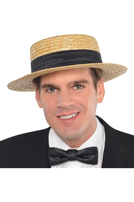 Scala Men's Straw Boater, Bleach, Small 