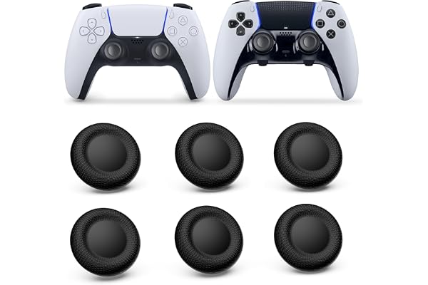 NEWDERY PS5 コントローラー 交換用スティックキャップ 6個キット PS4 コントローラー/PS5 コントローラー/PS5 コントローラー Edge ハンドル 交換用ジョイスティックキャップ 周辺機器 ホコリ防止 全面保護 快適なグリップ 取り付け簡単 ブラック
