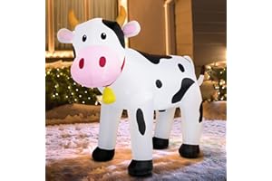Fayavoo 6フィート クリスマス インフレータブル アウトドア装飾 牛の爆発 LEDライト付き かわいい動物の斑点 牛の装飾 ホリデーガーデン ハイランド ファームテーマ パーティー用