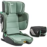 Jovikids 折りたたみのジュニアシート ISOFIX、i-Size R129適合 3歳から チャイルドシート、背もたれの幅とヘッドレストを調節、100～150cm（3～12歳くらい）ブースターシート (グリーン)