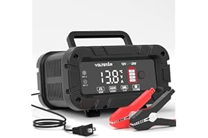 VOLTSTAR 12V 20A バッテリー充電器 車 バイク バッテリーチャージャー 24V10A パルス充電器 12V 24V 自動判別 スマート充電器 酸鉄リチウム 鉛酸電池対応 AGM GEL EFB LiFePO4 サルフェーション除去 パルス修復 多段階充電 全自動 LCD トラック 農機