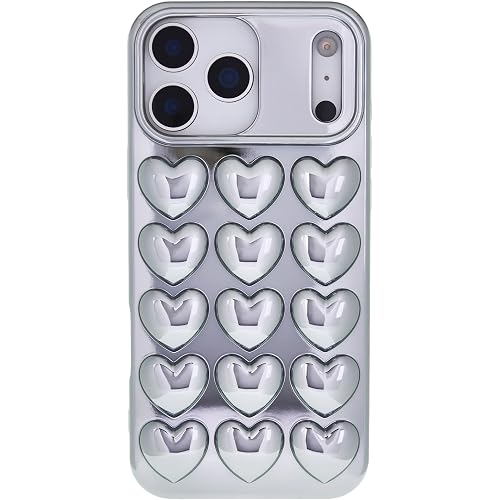 DMaos for iPhone 15 Pro Max Case for Women, 3D Pop Bubble Heart Kawaii Gel Cover, Cute Girly for iPhone15 Pro Max 6.7 inch - 
