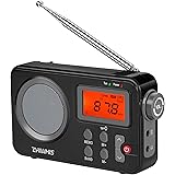 ZHIWHIS 小型ラジオ 携帯 高感度 FM/AM/短波/ワイドFM対応 乾電池式/usb電源使用可能 タイマー/デジタル時計/目覚まし時計/自動電源オン/キーロック/プリセット機能付き 音量ツマミ 防災 ZWS-8801