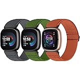 [Bcuckood] 交換用時計バンド Fitbit Versa 4/Sense 2/Versa 3/Sense バンド レディース メンズ 伸縮性ナイロン ソフト 調節可能 伸縮性のあるソロループ 交換用時計ストラップ Fitbit Versa 4
