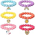 Pinksheep Unicorn Bead Bracelet Jewelry for Kids Little Girl Pearl Bracelet Hair Ties, 15Pcs Girl Teen Costume Friendship Jew