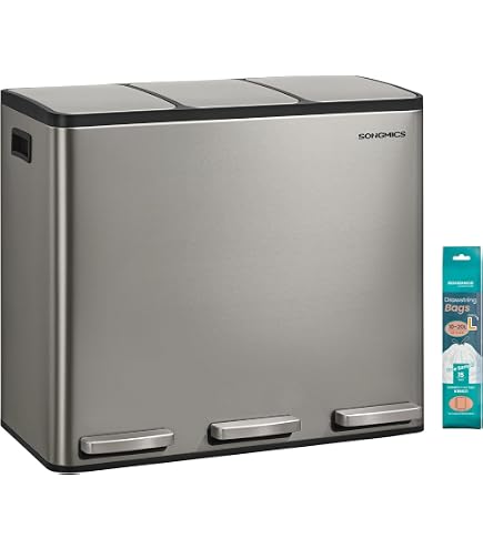 Amazon｜SONGMICS ゴミ箱 ダストボックス ペダル式 3分別 3×18L