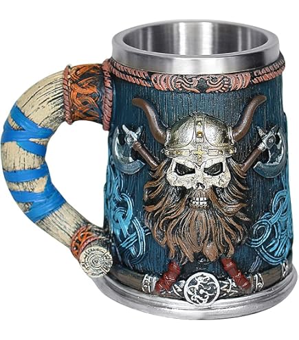 Handmade Viking Mug With Yggdrasil Tree Of Life – 27oz Stainless Steel Tankard, Norse Mythology Decor - View #4