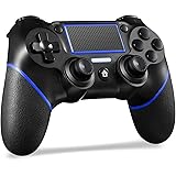 「2021最新」JOYSKY PS4 コントローラー ワイヤレス 最新バージョン 600mAh Bluetooth リンク遅延なし ジャイロセンサー機能 イヤホンジャック ゲームパット 搭載 高耐久ボタン 二重振動 日本語取扱説明書(黒い)