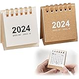 Liroyal 2023から2024 卓上カレンダー【2冊セット】デスクカレンダー ミニカレンダー シンプル 無地 おしゃれ 持ち運び便利 新年 クリスマス 家庭 会社 オフィス 学校用