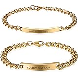 JewelryWe Free Engraving 2pcs of His and Hers Matching Set Stainless Steel Bracelets Anniversary Valentines Day