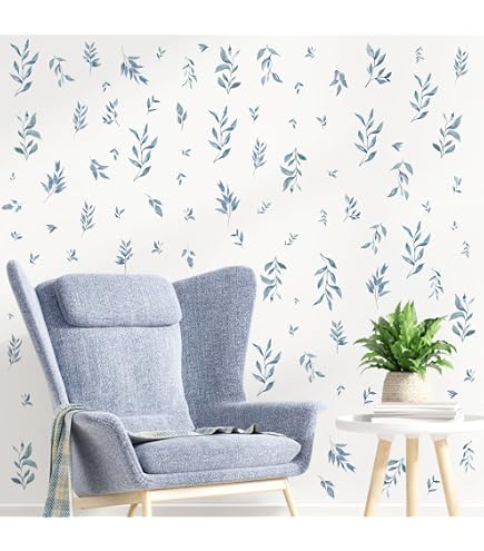 Sweet Jojo Designs Blue Watercolor Floral Wall Decals - Set Of 4 Peel & Stick Sheets | Boho Farmhouse Nursery Decor - View #10