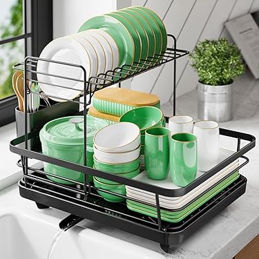 新品s水切りラック 食器棚 水切り棚 キッチン収納 多目的 3段 カフェ ブラッ 新品s水切りラック 食器棚 水切り棚 キッチン収納 多目的 3段 カフェ