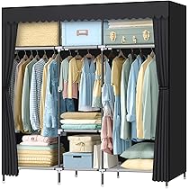 ハンガーラック ワードローブ クローゼット 衣類収納 棚付き　500㎏　ブラック Amazon｜HOKEEPER ハンガーラック ワードローブ クローゼット
