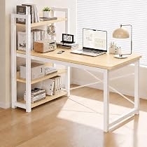 Amazon | N&S パソコンデスク 収納ラック付き 幅110cm 奥行50cm 3段