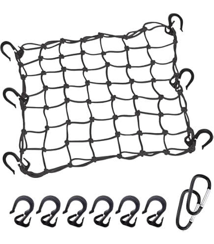 Small Cargo Net-15"x15" Expands To 30"x30" | Reinforced Hooks, Natural Latex Core - View #2