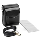 MOSSLIAN Panasonic DC-TZ95/DC-TZ90/DC-TZ70/DMC-TZ85、OLYMPUS Tough TG-5/TG-4用 デジカメケース 汎用コンデジ ケース 高級PU製カメラケース ショルダーストラップ付き クリニングクロス1枚プレゼント (ブラック)