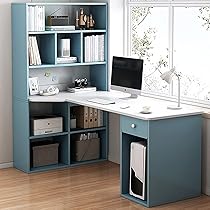高級スキャベロのオフィス家具一式　L字型木製デスク左右2つ引出2 収納キャビネ 高級スキャベロのオフィス家具一式 L字型木製デスク左右2つ引出2