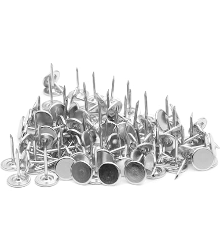 Uxcell 100-Pack Upholstery Nails Tacks – 11mm X 15mm Flat Head Silver Tone Furniture Nails For Sofa, Headboards & DIY Crafts