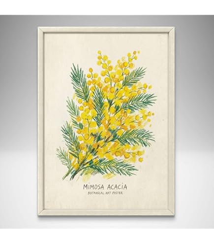 Amazon.co.jp: 北欧ヴィンテージフラワー黄色の花ポスターキャンバス