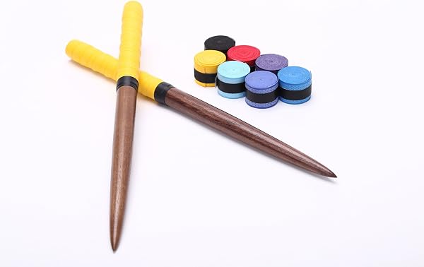 逆鱗マイバチ 超硬材 光沢 マイバチ テーパー 交換用グリップ7個付! 2重巻~7重巻 超硬材 世界三大銘木ブラックウォールナット(黒クルミ) 光沢とスーパー超反発力が自慢!20ミリ-350mm 心地よい打音 (黄色) - 1