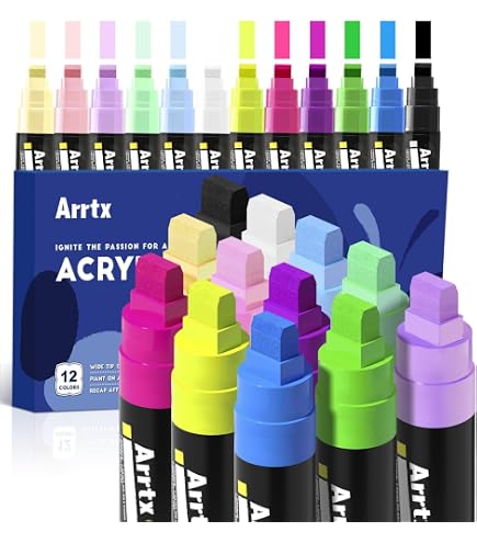 Amazon | Arrtx 15mm 太字角芯 アクリルペイントペン 10色 水性顔料