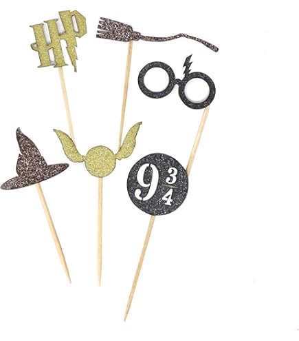 Piriuuo 100-Pack Golden Wing Cupcake Toppers - Wizard Theme, With Glue Dots For Chocolate Decorating