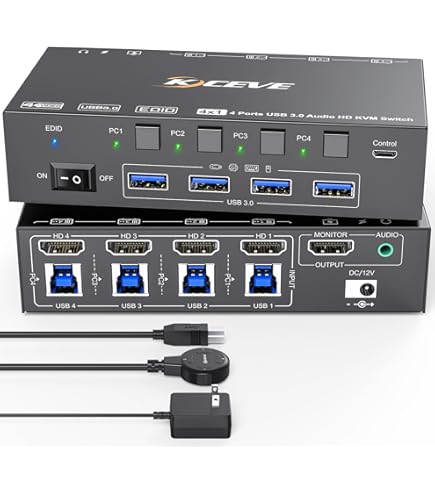 Amazon.co.jp: デュアル モニター KVM スイッチ 2 ポート 8K@60Hz 4K