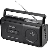 Gelielim ラジカセ カセットテープ プレーヤー AM/FM/ワイドFM対応 コンセント付き/電池駆動可能 マイク付き ポータブルラジオ ブラック
