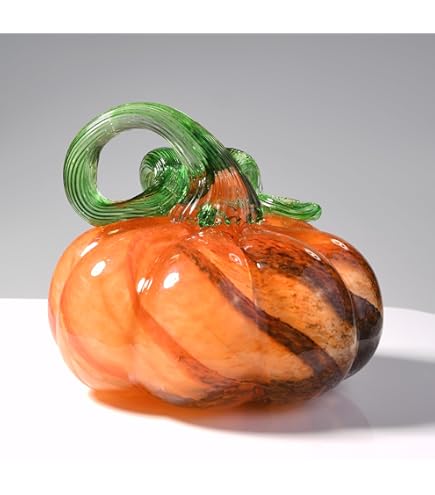 Amazon.co.jp: QFkris 12.7 cm 吹きガラス カボチャ 置物 収集品 秋