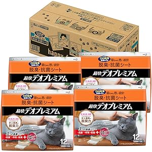 ニャンとも清潔トイレ 猫砂 脱臭・抗菌シート 超快デオプレミアム 12枚×4個