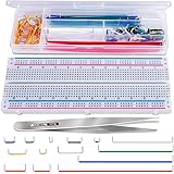 LEOBRO ブレッドボード ジャンパーワイヤキット 830ポイント はんだレスブレッドボード ブレッドボード用ワイヤ 14種類×10本 収納ケース付き ピンセット付き