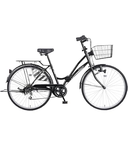 Amazon | ママチャリ 折りたたみ自転車 26インチ6段変速ミニベロ カゴ