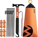 OUTDOORMASTERペグハンマー テントハンマー キャンプハンマー 高炭素鋼 ハンマー 30cm鍛造テントペグ6本 収納袋付き 4m反射材テントロープ4本 滑り止めテープ アルミ製ハンドル 軽量 ペグ打ち ペグ抜き アウトドア 登山 ツーリング
