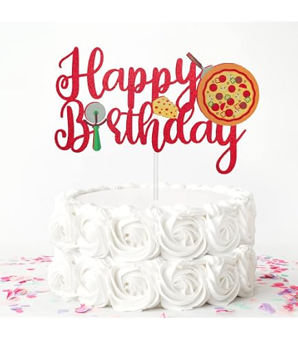 18 Bunte Pizza Cupcake-Topper – Glitzernd, Für Fast-Food-Partys, Babyparty, Geburtstag