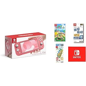 Nintendo Switch Lite コーラル&あつまれ どうぶつの森 -Switch&【任天堂ライセンス商品】Nintendo Switch Lite専用 衝撃吸収カバー あつまれどうぶつの森&【任天堂ライセンス商品】Nintendo Switch Lite専用液晶保護フィルム 多機能 (【Amazon.co.jp限定】Nintendo Switch ロゴデザイン マイクロファイバークロス 同梱)