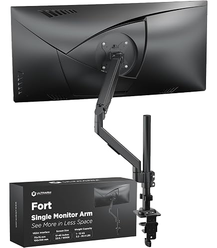 VIVO STAND-V001Q Premium Aluminium höhenverstellbarer Einzelmonitor Gelenk-Tischhalterung mit pneumatischem Arm, passend für Bildschirme bis zu 81,3 cm