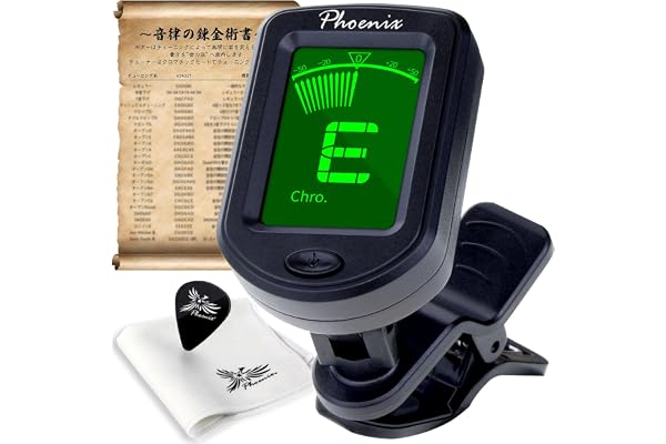 Phoenix ギター チューナー クリップ式 高精度 クロス/ピック/メーカー長期保証書【4点セット】