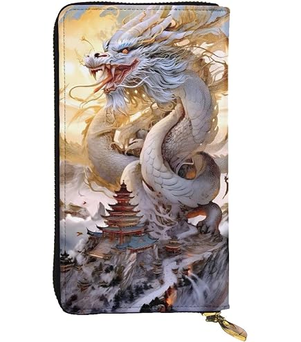Amazon.co.jp: 財布 龍神 竜 ドラゴン柄 長財布 ラウンドファスナー