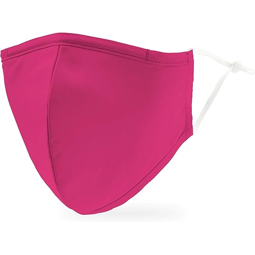 Weddingstar Washable Cloth Face Mask Reusable and Adjustable Protective Fabric Face Cover w/Dust Filter Pocket - Dark Pink