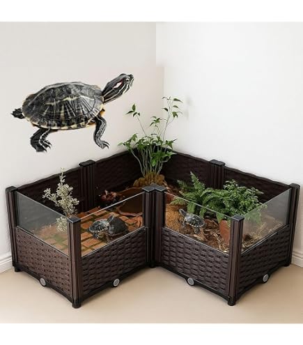 Amazon | JOGIO亀 リクガメ ケージ 大きい 透明 高精細ガラス 360