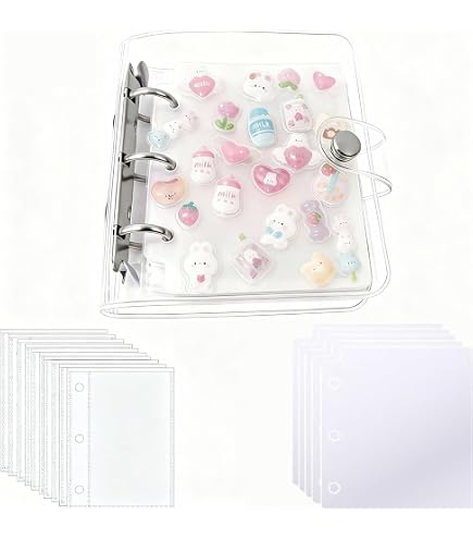 Amazon.co.jp: シール帳 透明 クリア 3穴 バインダー 三つ折り構造 M5