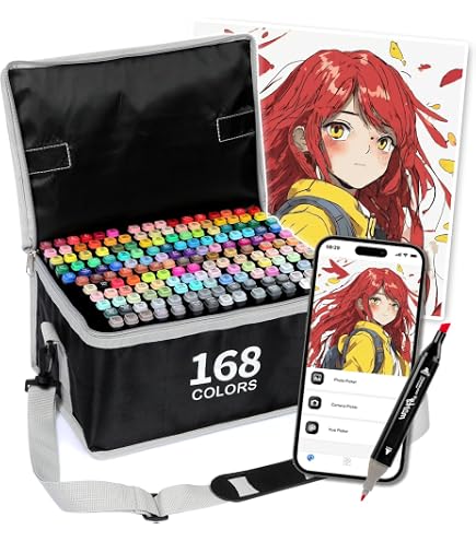 Amazon | イラストマーカー 168色 アルコールマーカー マーカーペン