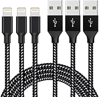 ライトニングケーブル 高耐久ナイロン USB充電ケーブル 急速充電 Phone X/Phone 8/Phone7/Phone7 Plus/6/6S/6 Plus/5/SE/Pad/Pod対応の ケーブル 断線防止 BLACK+WHITE...