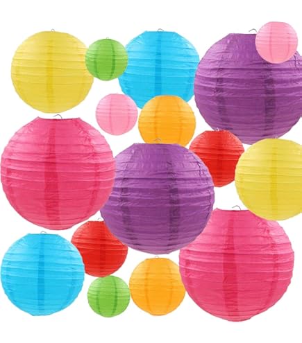 Mudder 6-Piece 10-Inch Paper Tiki Lanterns – Tropical Luau Party Decorations, Hawaiian Hanging Supplies For Birthday, Summer, Jungle Themes