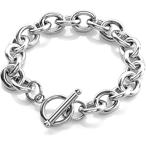 ブレスレット メンズ レディース アクセサリー ステンレス マンテル チェーン シルバー 【SEIYA INTERNATIONAL】 (幅:10mm、長さ:18cm)