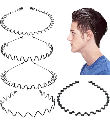 Sunolga 8-Pack Metal Zig Zag Headbands For Men & Women - Wavy Spring Sports & Skincare Headbands - View #10