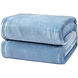 Bedsure 毛布 青 ブランケット ブルー シングル フランネル おしゃれ プレミアム マイクロファイバー 140x200cm あったかい オールシーズン 柔らかく肌触り 洗える
