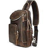 [Morsut] ボディバッグ メンズ 本革 ワンショルダーバッグ 革 斜め掛けバッグ 大容量 9.7インチiPad収納可 通学 通勤 自転車 旅行 左右肩付け替え可能 通気性 ブラウン…